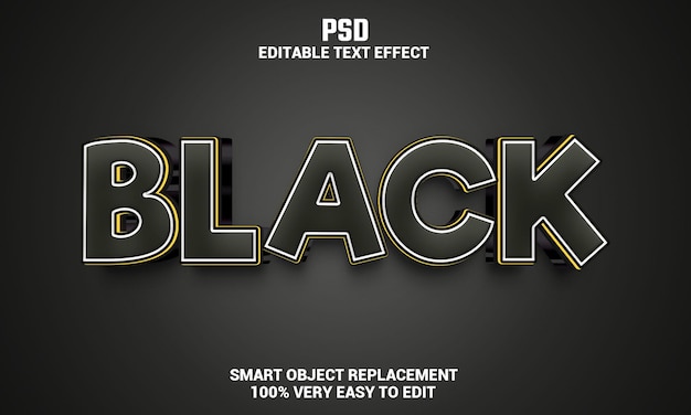 Efecto de texto editable 3d negro con fondo psd premium