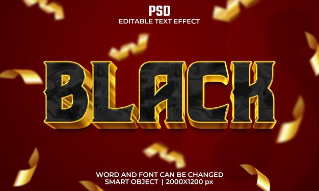 Efecto de texto editable 3d negro Premium Psd con fondo