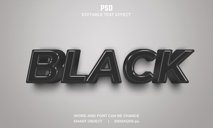 PSD efecto de texto editable 3d negro premium psd con fondo