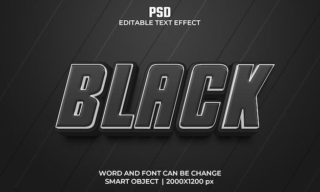 Efecto de texto editable 3d negro psd premium con fondo