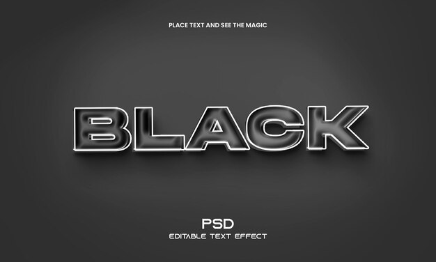 Efecto de texto editable 3d negro