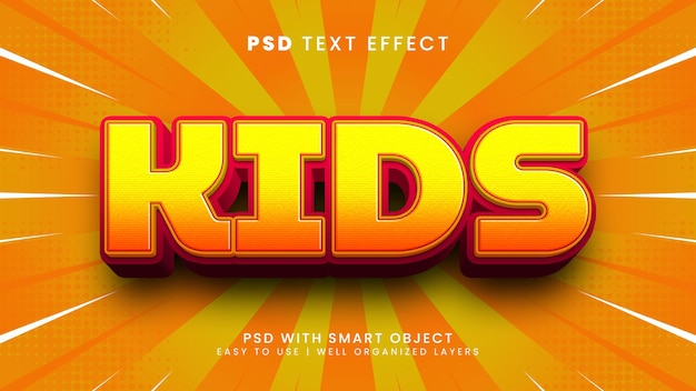 Efecto de texto editable en 3d para niños con estilo de texto divertido y de dibujos animados