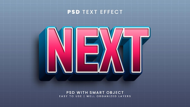 Efecto de texto editable 3d de nivel de siguiente paso con estilo de texto simple y moderno