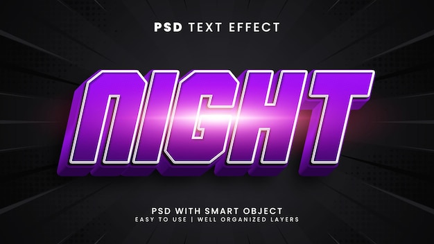 Efecto de texto editable 3d nocturno con estilo de texto oscuro y espacial