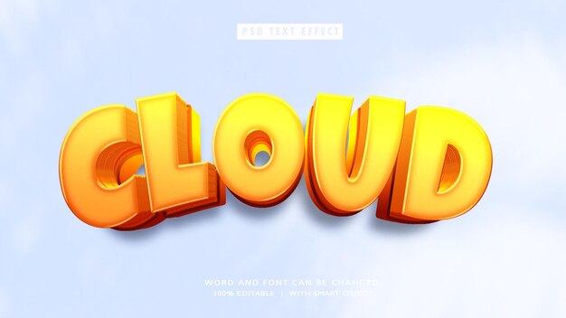 Efecto de texto editable 3D en la nube