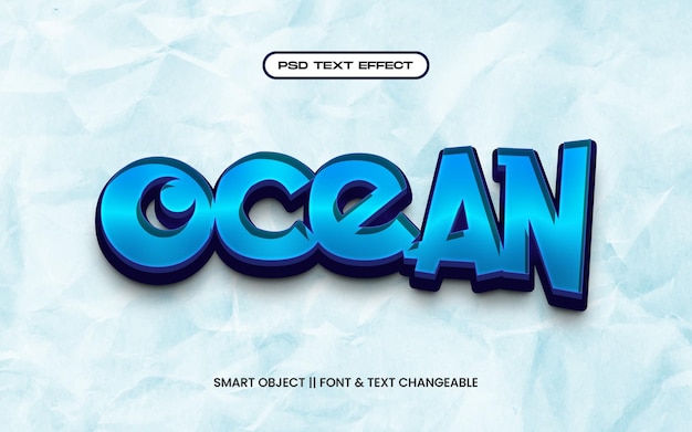 Efecto de texto editable en 3D del océano