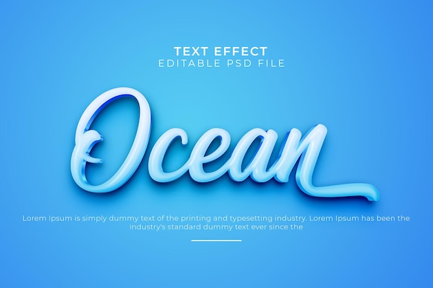 efecto de texto editable 3d océano