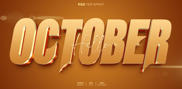 Efecto de texto editable 3D de octubre.