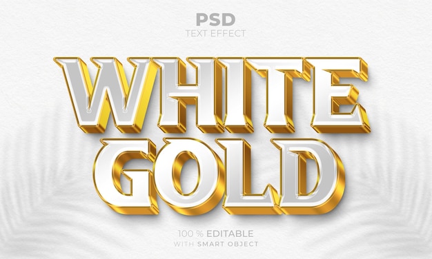 Efecto de texto editable 3D de oro blanco