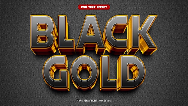 Efecto de texto editable 3D de oro negro