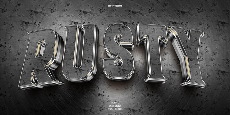 PSD efecto de texto editable 3d oxidado