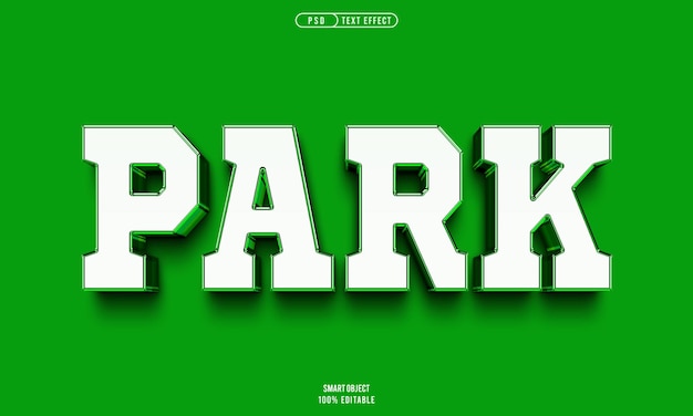 Efecto de texto editable en 3D para parques PSD gratuitos