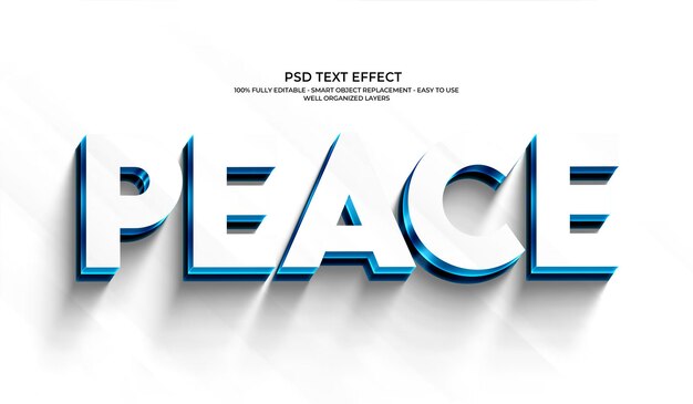 Efecto de texto editable 3D de paz
