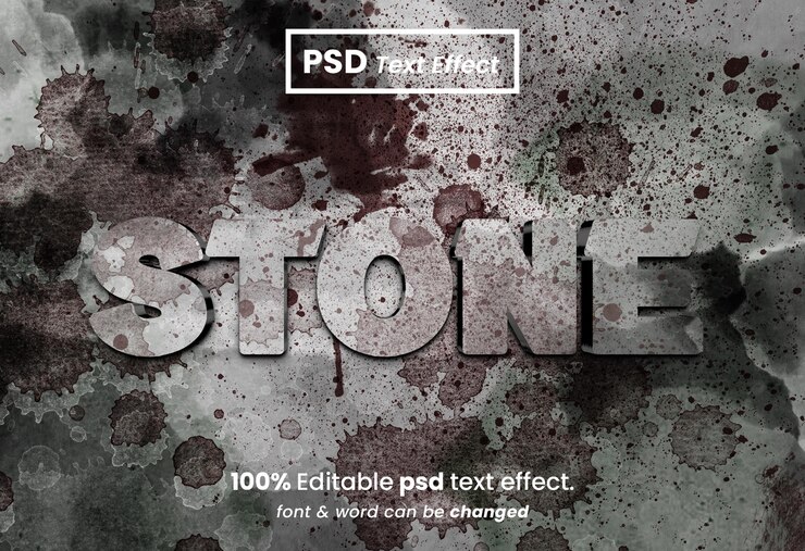 PSD efecto de texto editable 3d de piedra