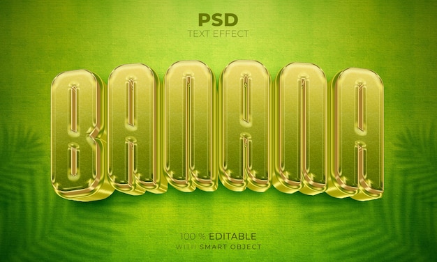 PSD efecto de texto editable 3d de plátano verde