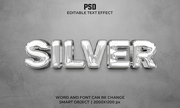 Efecto de texto editable 3d plateado psd premium con fondo