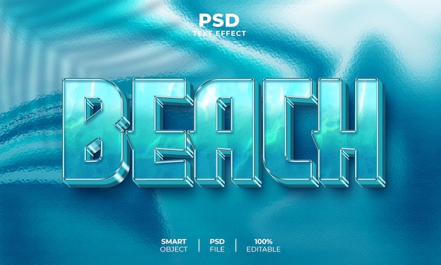 PSD efecto de texto editable 3d de playa