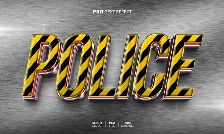 PSD efecto de texto editable 3d de policía