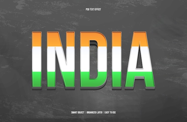 Efecto de texto editable 3d PSD india