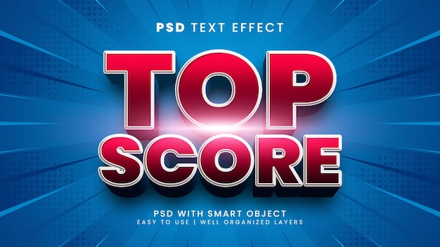 Efecto de texto editable en 3d de puntuación máxima con recompensa y estilo de texto de juego