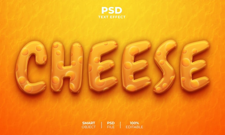 PSD efecto de texto editable 3d de queso