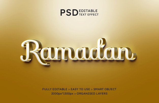Efecto de texto editable 3d de ramadán