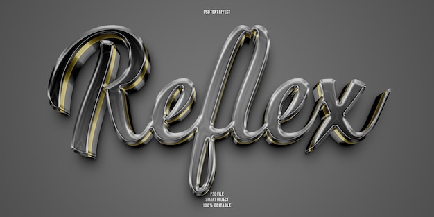 PSD efecto de texto editable 3d reflejo