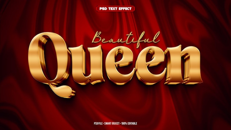 PSD efecto de texto editable 3d reina