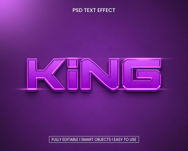 Efecto de texto editable 3d rey
