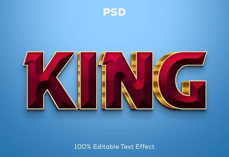 PSD efecto de texto editable 3d rey