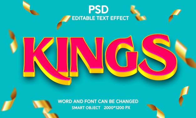 PSD efecto de texto editable 3d de reyes con fondo