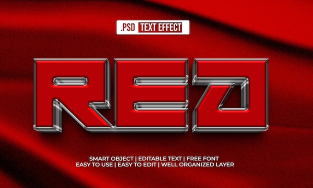 Efecto de texto editable 3D rojo