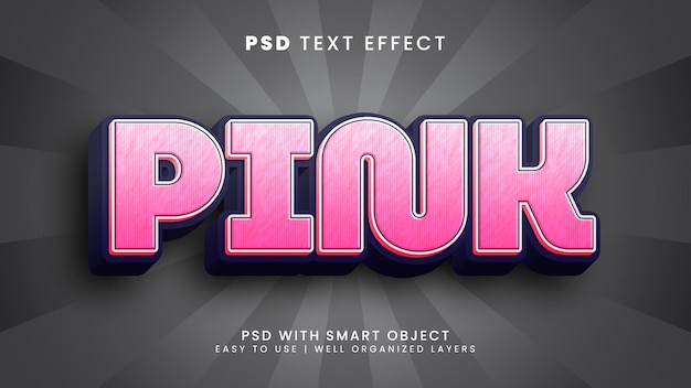 Efecto de texto editable 3d rosa con estilo de texto rosa y amor