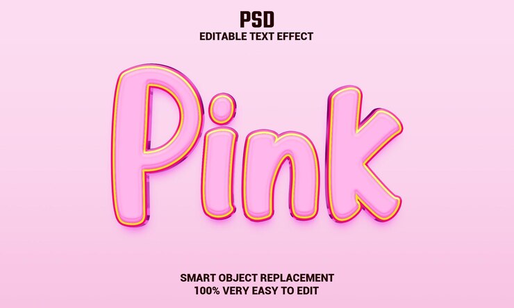 PSD efecto de texto editable 3d rosa con fondo psd premium