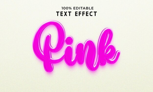Efecto de texto editable 3d rosa con fondo PSD Premium