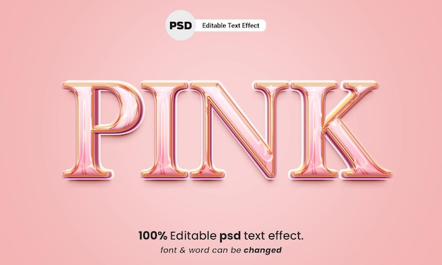 PSD efecto de texto editable 3d rosa con fondo
