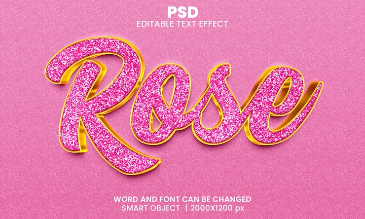 PSD efecto de texto editable 3d rosa premium psd con fondo