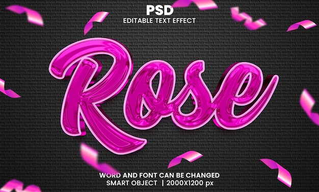 PSD efecto de texto editable 3d rosa premium psd con fondo