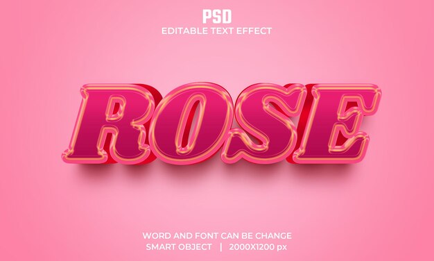 PSD efecto de texto editable 3d rosa premium psd con fondo