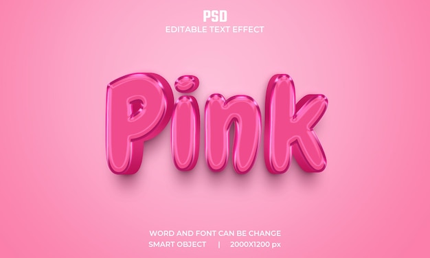 Efecto de texto editable 3d rosa Premium Psd con fondo