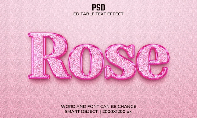 Efecto de texto editable 3d rosa Premium Psd con fondo