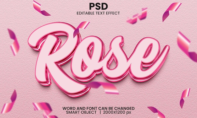 PSD efecto de texto editable 3d rosa premium psd con fondo