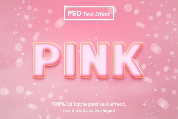 Efecto de texto editable en 3D rosado