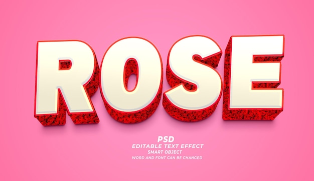 Efecto de texto editable en 3D de Rose PSD