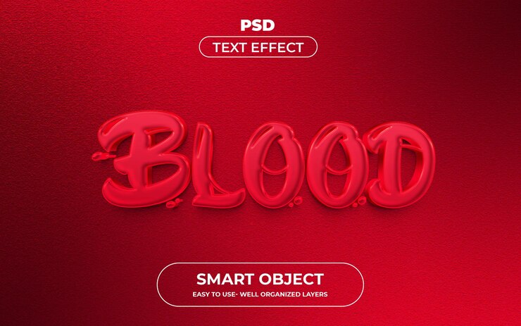 PSD efecto de texto editable 3d de sangre premium con fondo