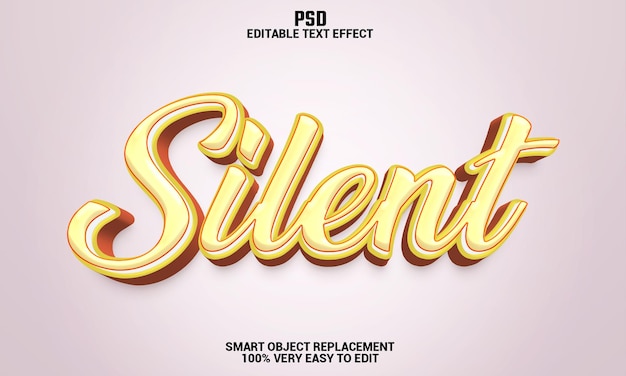 Efecto de texto editable 3d silencioso con fondo premium psd