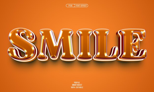 Efecto de texto editable en 3D para sonreír