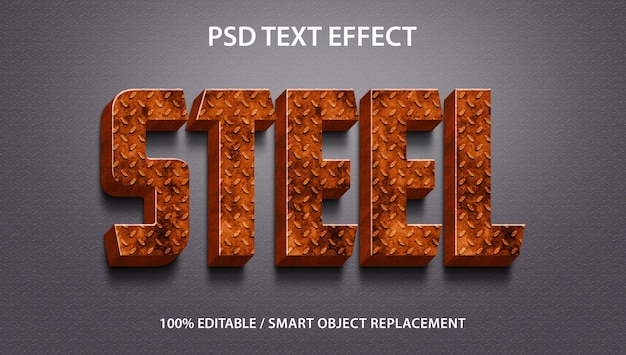 Efecto de texto editable 3d steel premium