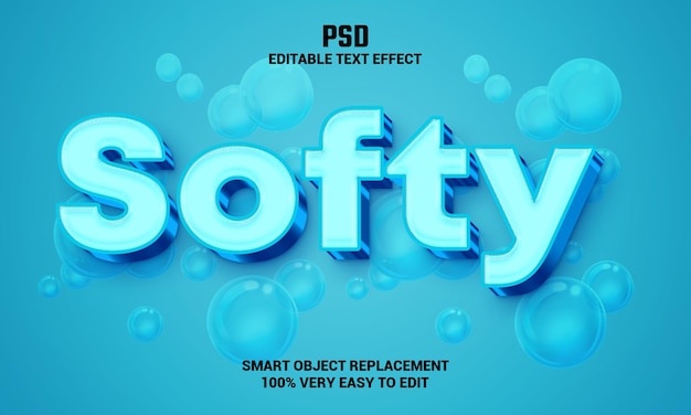 Efecto de texto editable 3d suave con fondo PSD Premium