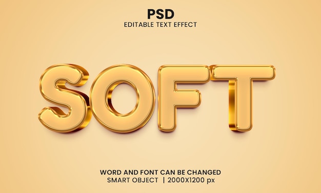 PSD efecto de texto editable 3d suave psd premium con fondo